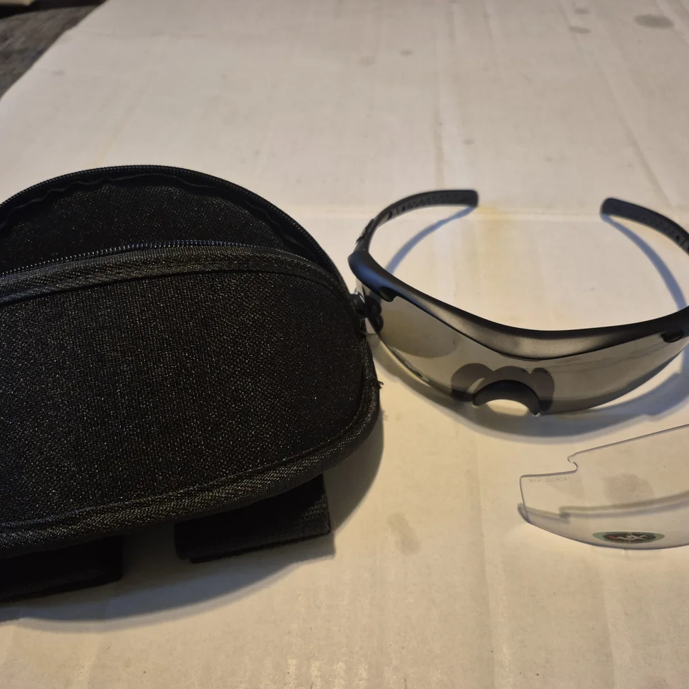 Black Protective Sports Sunglasses with Smoke and Clear Interchangeable Lenses